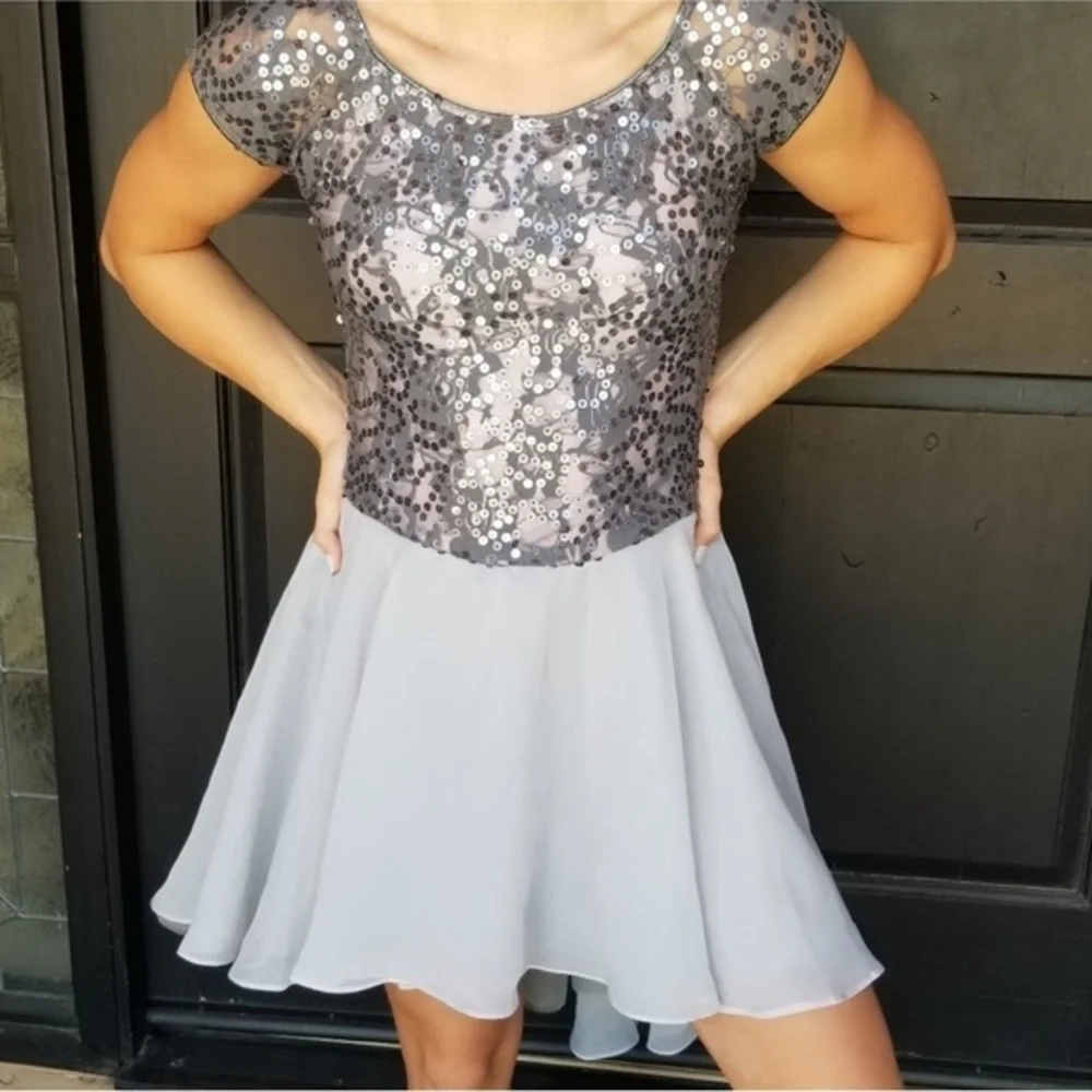 REVOLUTION Dancewear All of Me Sequin High-Low Chiffon Lyrical Contemporary Grey